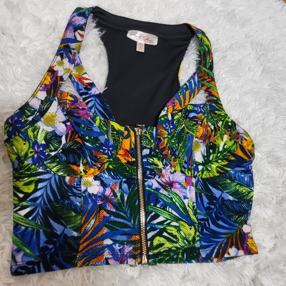 🌜 RARE FIND Marilyn Monroe Cutout Crop Top Tropical Palm Size M - Picture 3 of 7